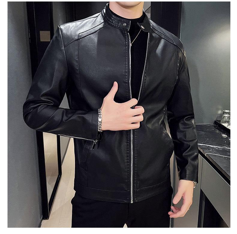 Men's Slim Casual Korean Style Leather Motorcycle Jacket