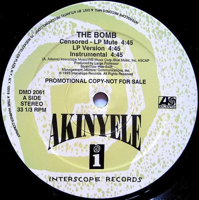 Vinyle 12 pouces AKINYELE - The Bomb DMD2061PROMO Interscope Reco 1993 US Rap & Hip-Hop/R&B Occasion