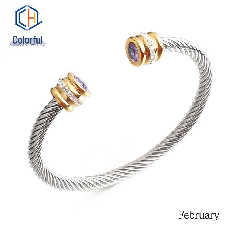 European & American 18K Gold-Plated Stainless Steel Bracelet with Zirconia