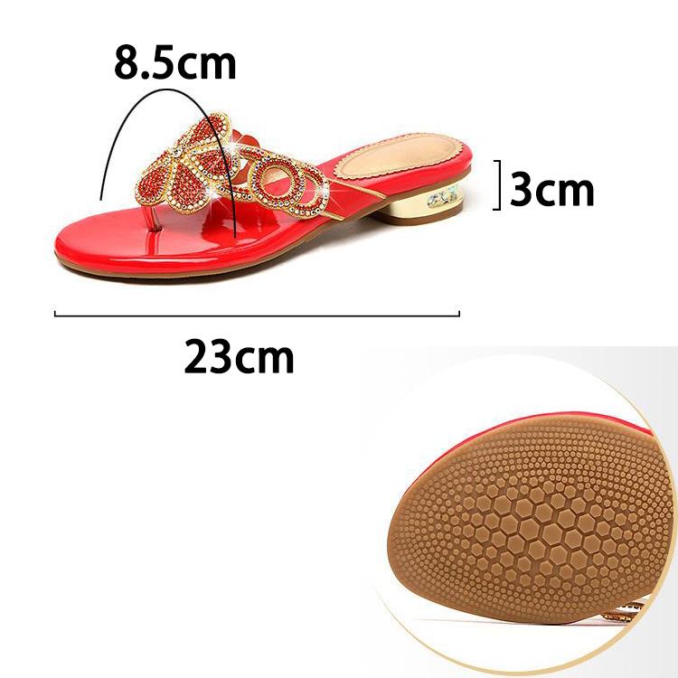 WTEMPO Jednobarevné pantofle s nízkým silným podpatkem, protiskluzové, s kamínky, dámské, velká velikost, měkká umělá kůže, plážové, k moři, venkovní žabky