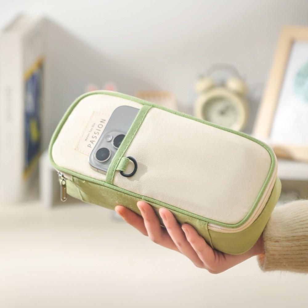 Simple Design Pen Bag Large Capacity Double-Layer Stationery Box Durable Flap School Bag Student Use School Supplies