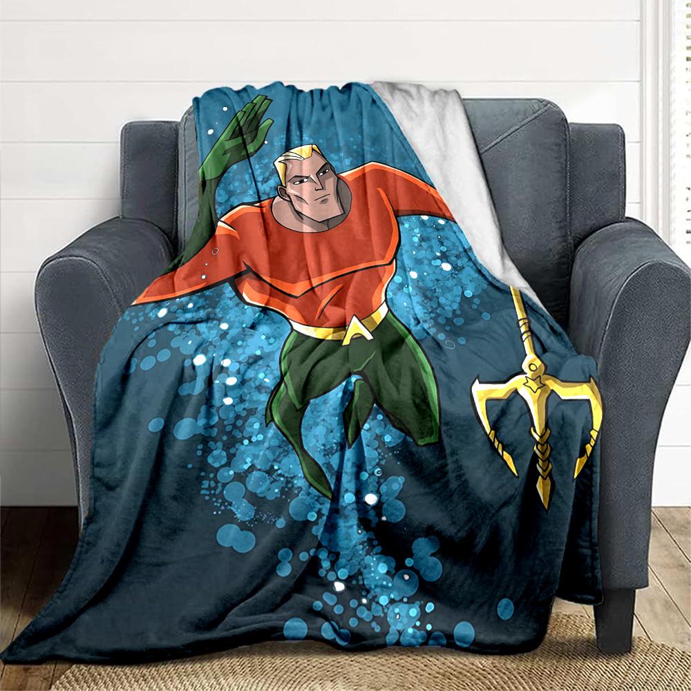

1pc Aquaman, Trident Flannel Throw Blanket Soft, Warm & Cozy for Couch, Bed, Office, and Travel Versatile All Season Gift, Christmas present 80x120cm