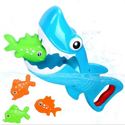 Shark Grabber Baby Bathtub Toy with Teeth Biting Action Include 4 Floating Fish,Pool Bathroom Bath Game for Toddler Infant Gift