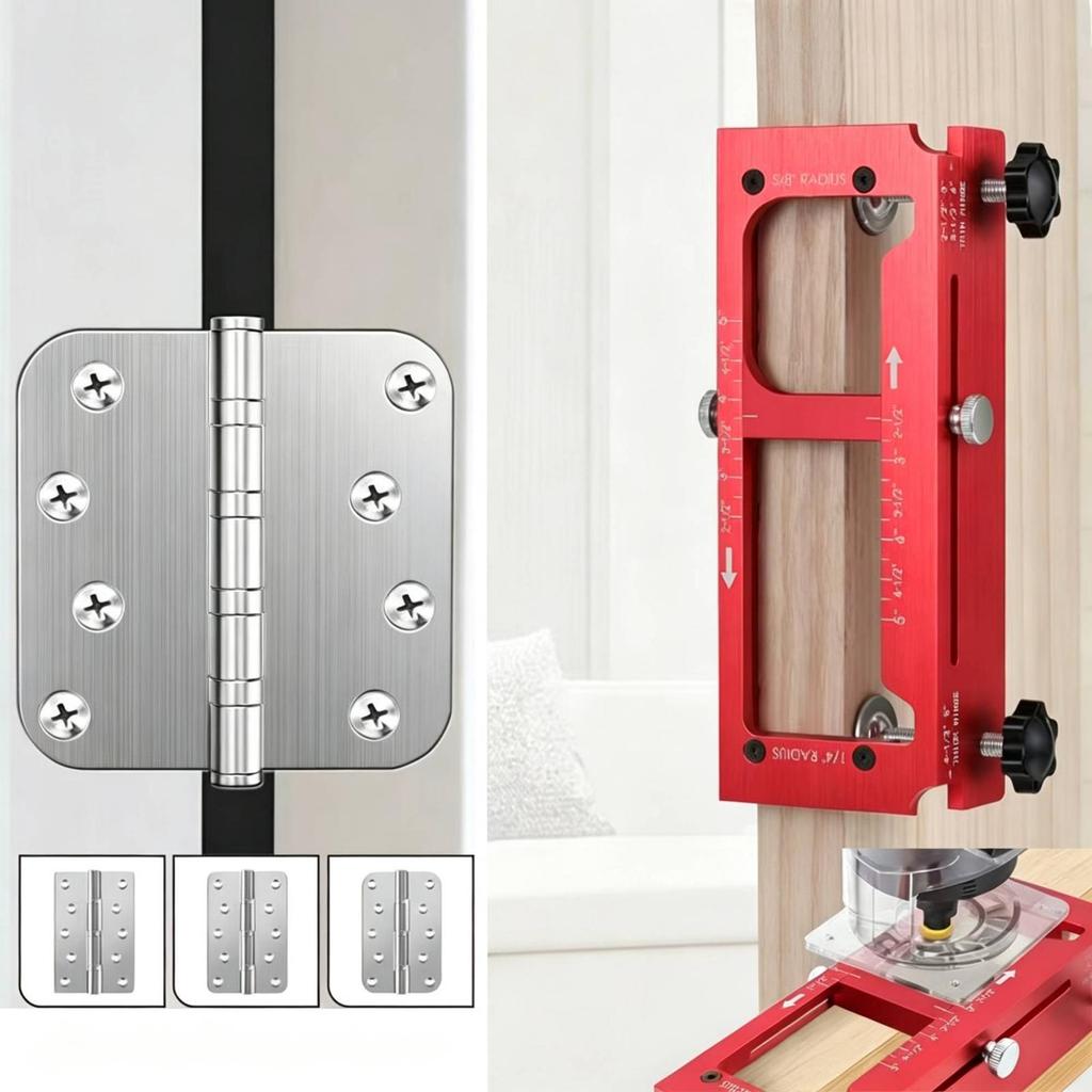 Adjustable Mortise Jig Aluminum Alloy Hinge Routing with Router Bit Precision Door