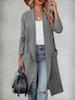 2025 Women's Autumn Casual Loose Solid Color Long Cardigan Pocket Woolen Coat