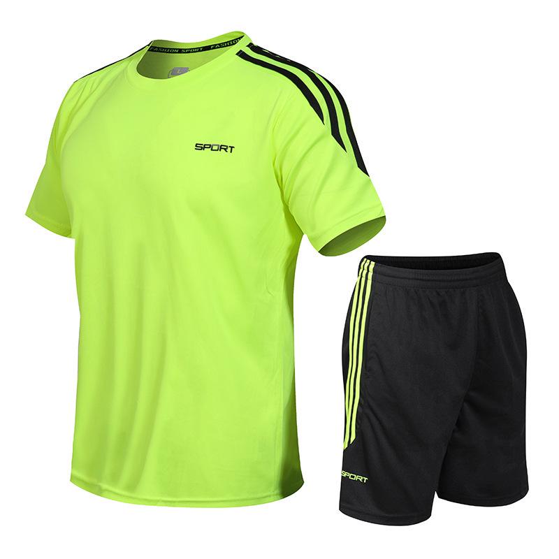 Sports Suit Male Summer Thin Running Fitness Breathable Short-sleeved Shorts Quick-drying