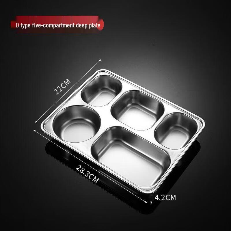 ZLIII 304 Stainless Steel 5-Compartment Divided Meal Tray