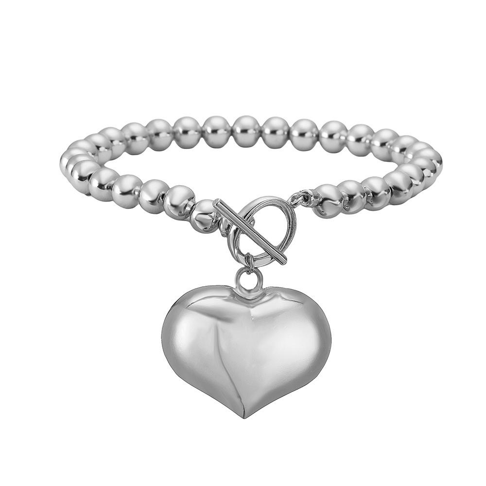 HECHENG, European and American Exaggerated Glossy Big Peach Heart Brass Beads Necklace Fashion Zircon For Woman Clavicle