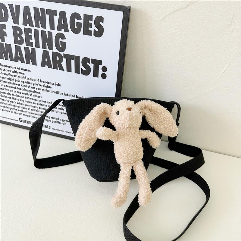 Adorable Korean Style Children's Bear Crossbody Bag Cute Canvas Purse For Girls