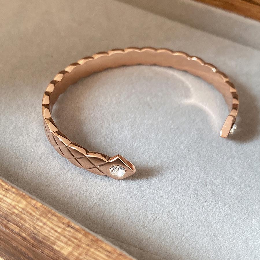 Zircon Cross-Pleated Minimalist Open Bangle - European American Style Luxury Bracelet