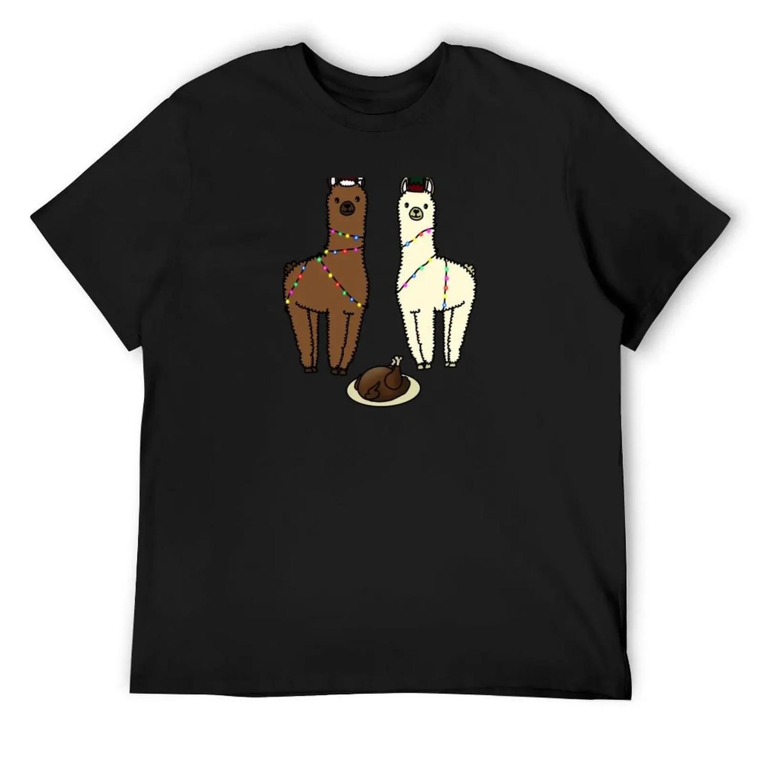 Alpaca Christmas T-Shirt funny meme t-shirts summer shirt rapper graphic tees mens plain t shirts S