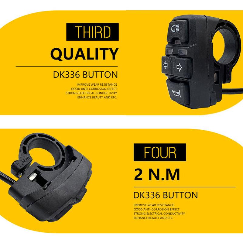 3 In 1 Motorcycle Head Light Horn Turn Light Switch 12V 24V 36V 48V  Waterproof for Ebike Scooter Switch