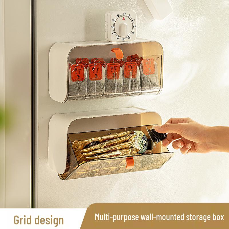 Wall-Mounted Divided Plastic Storage Box for Home and Dormitory Essentials