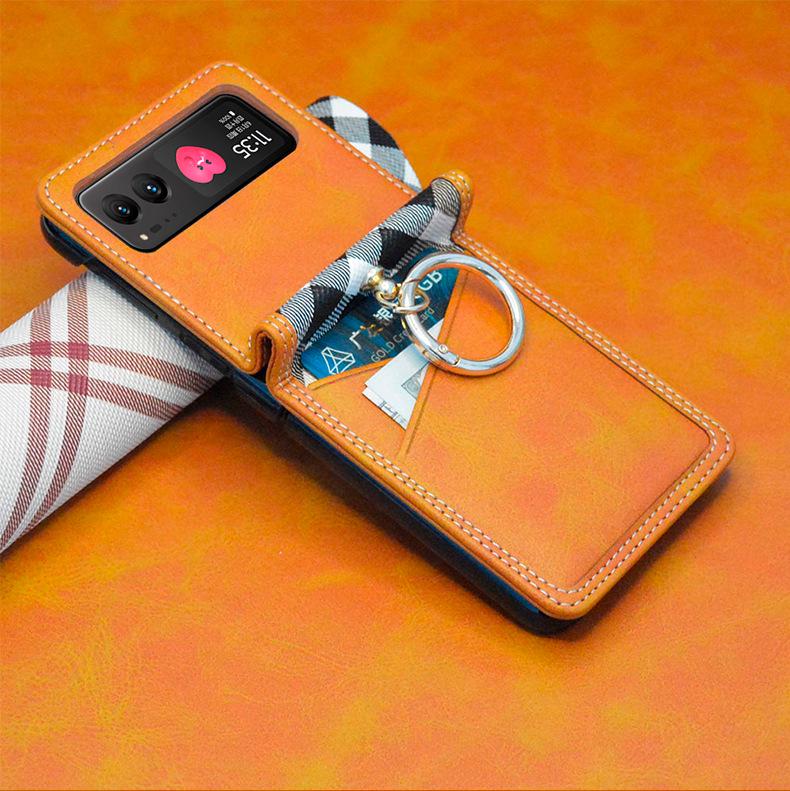 RAZR40 Plaid Phone Case with Card Slot & Ring Holder for Motorola
