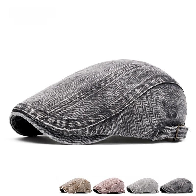 Cottonwashed Blue Denim Beret Hat For Men And Women Casual Fashion Accessory