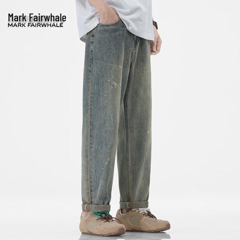 Mark Fairwhale Men's Paint Splatter Loose Straight Jeans