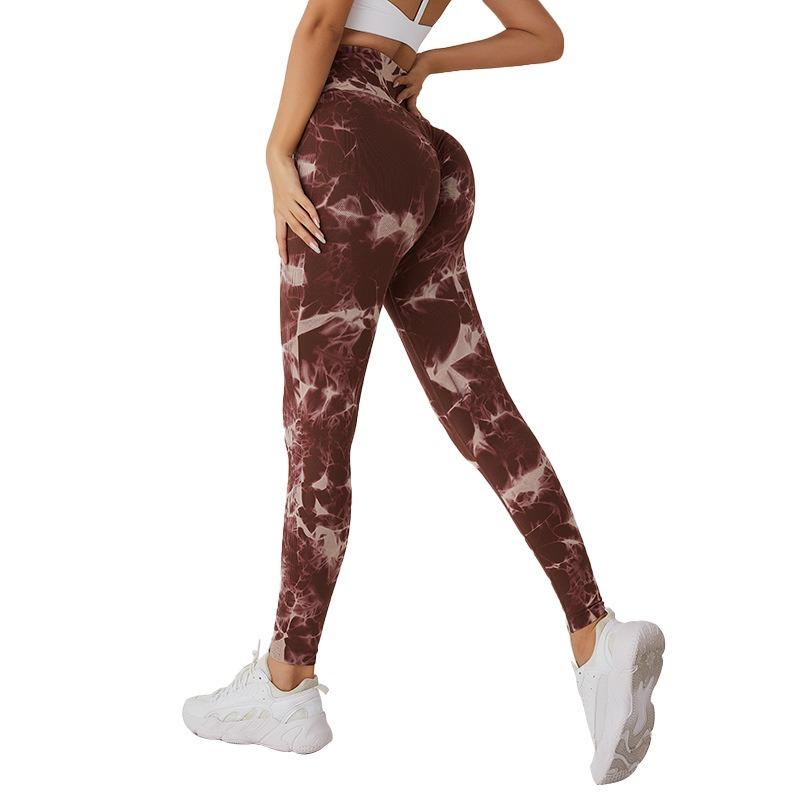 Seamless Tie-dye Yoga Pants Women's Peach Buttocks Sexy Hip-lifting Pants Quick-drying Peach Sports Fitness Pants