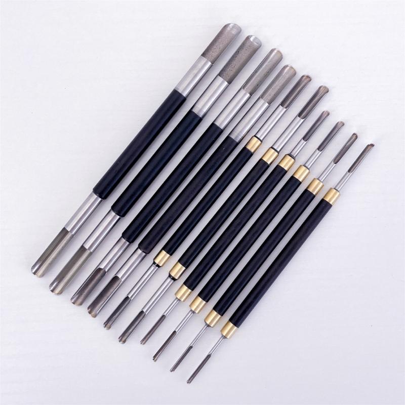 5Pcs Double Head Pottery Hole Puncher Carving Tool Wood Handle Stainless Steel Clay Sculpting Tool For Ceramic Crafting