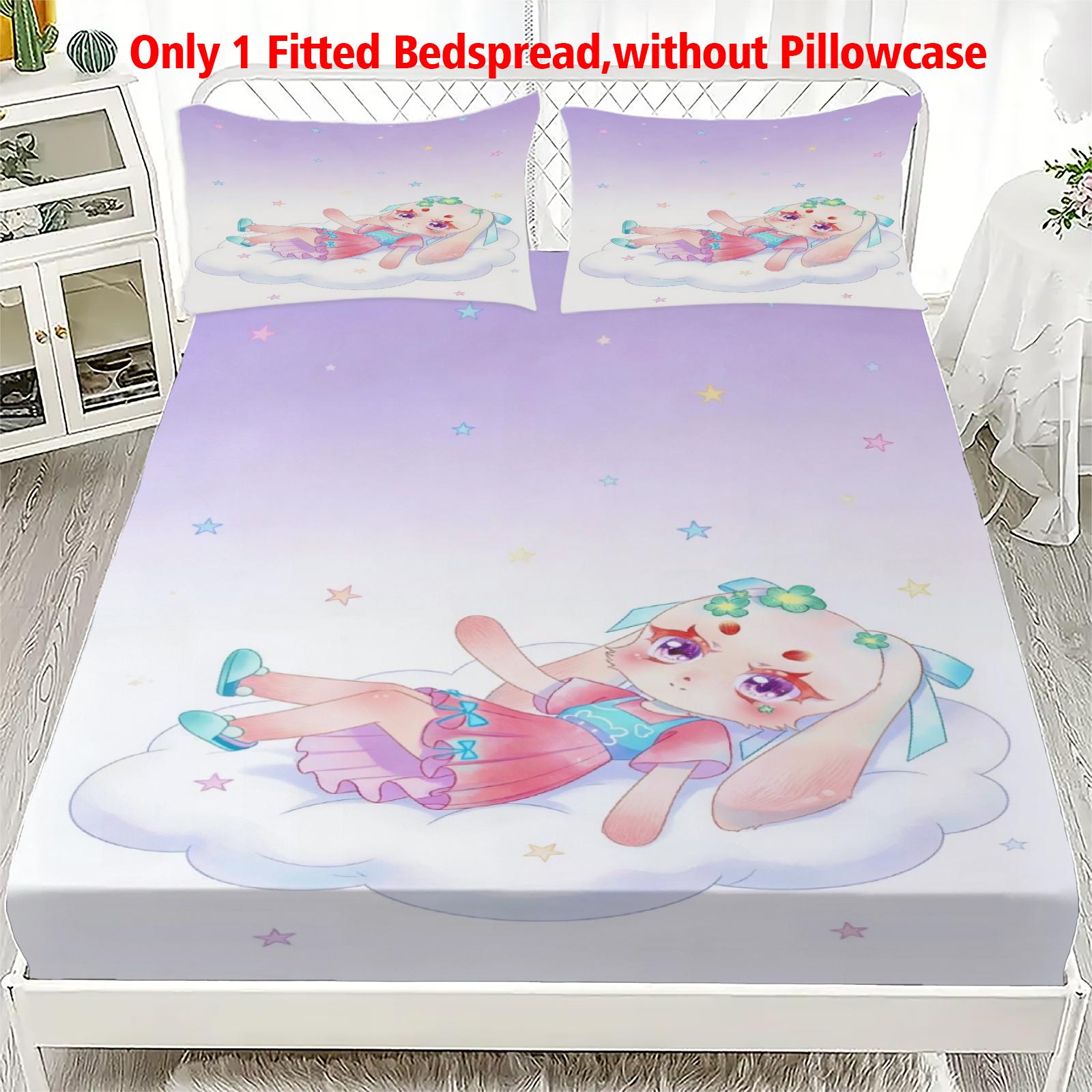 

3pcs Fitted Sheet Set Soft Fluff Town Lulu-Sleepy Bunny Breathable Fitted Sheet Set for Home Decor with 2 Pillowcases For Kids 99x190x25cm