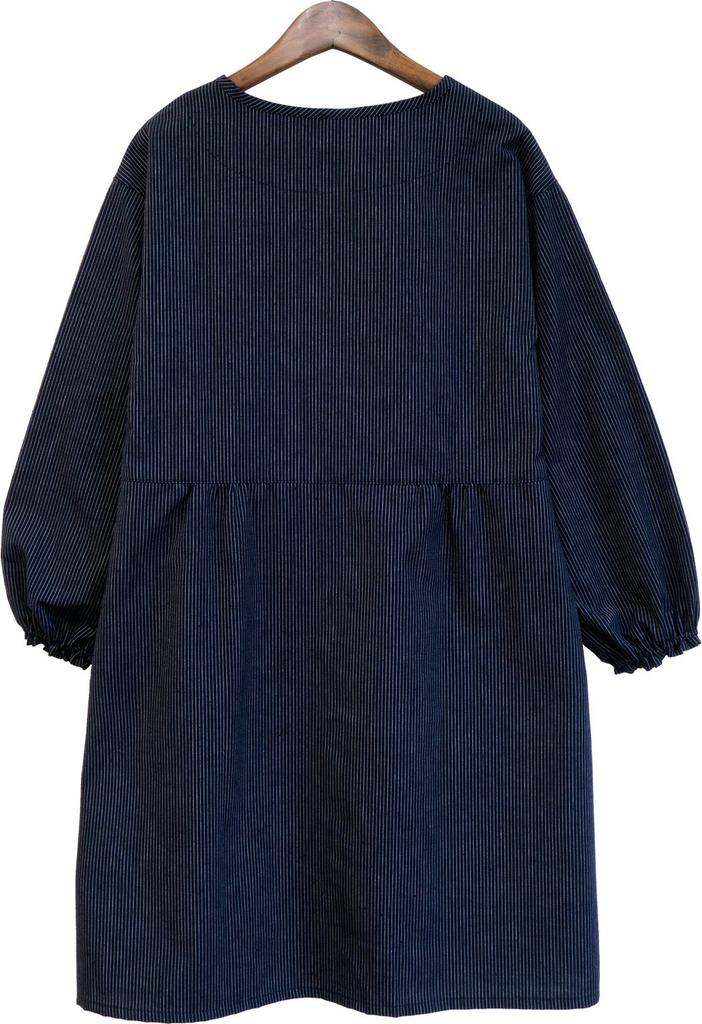 Watanosato Kurume Button Apron with Japanese Pattern (Free Size, Ultra-Thin White Stripes)