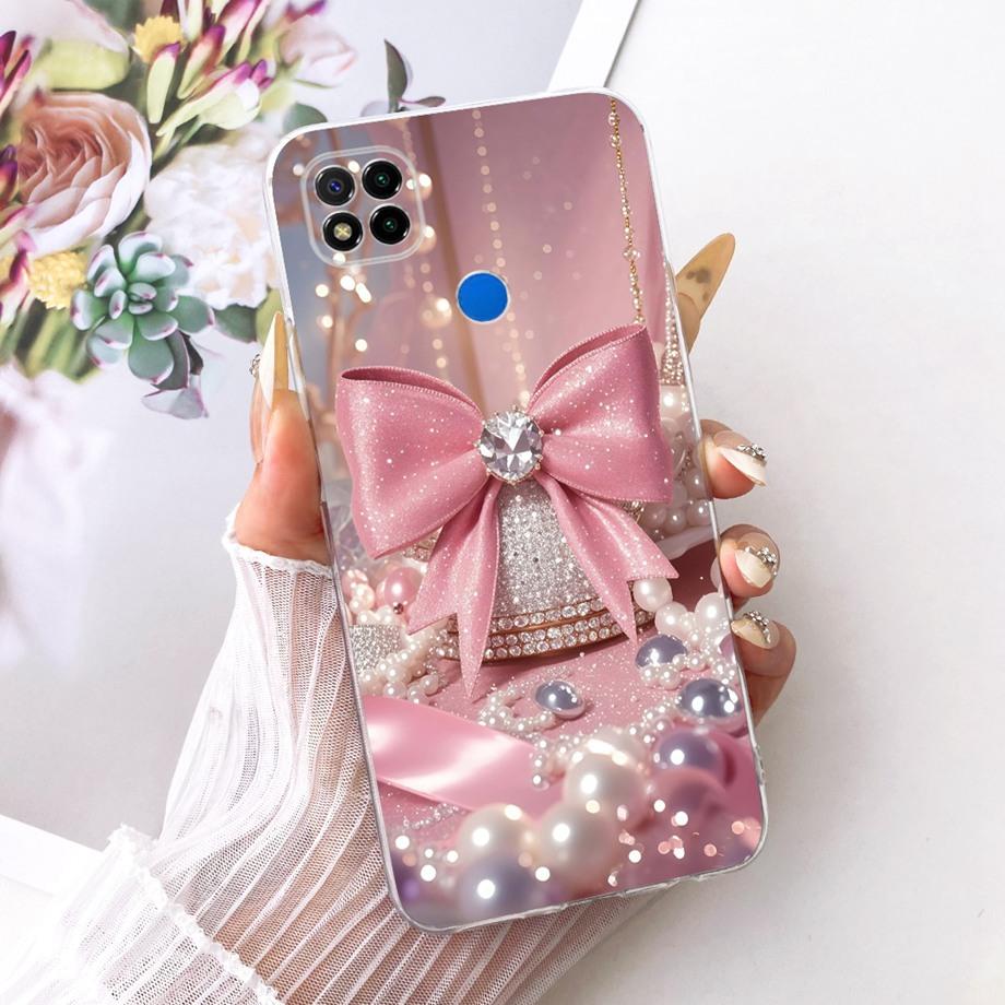 For Xiaomi Redmi 9C NFC 10c Redmi 9 10 India Phone Case Luxury Flower Butterfly Cartoon Bow Pattern Back Cover Soft TPU Silicone