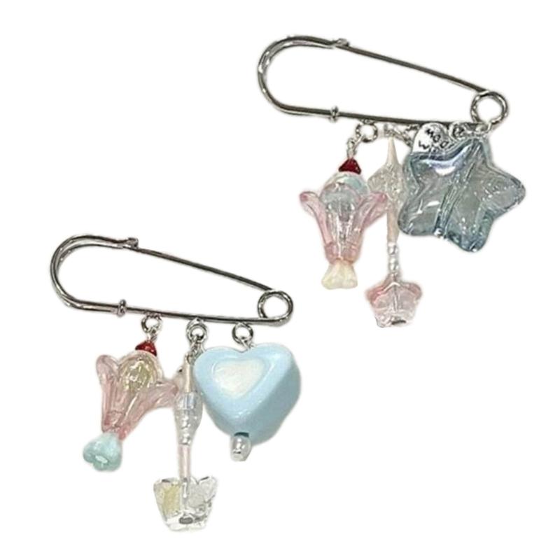 Lovely Resin Star Charm Pin Pendant Fashion Brooch Pins Trendy Decoration Ornament Decors for Women's Backpacks Bag