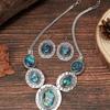 Vintage Ovales Abalone-Muschel Schlangenketten Ohrring Halsketten Set Damen Herren Boho Chic Legierung Schmuck