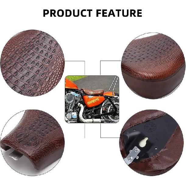 Motorcycle Crocodile Brown Driver Solo Seat Soft Front Cushion Compatible for Harley Sportster XL883 Forty Eight 48 XL1200X Seve