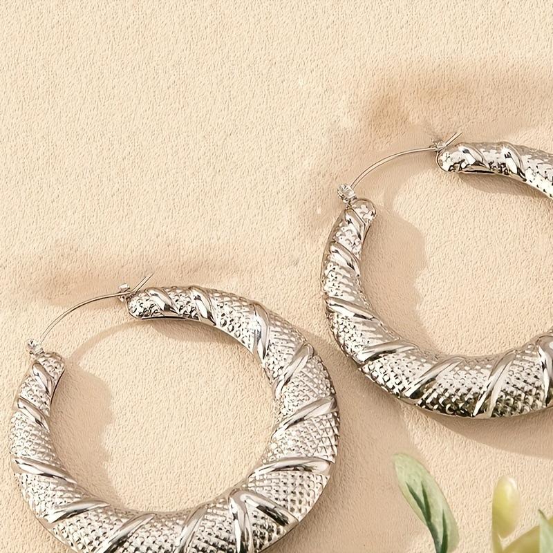 Милые и Крутые Серьги-кольца Spice Girls Обычные Серьги Серьги Серьги имеют текстуру · Высокая мода Участвуйте в банкетах и вечеринках серебряный серый