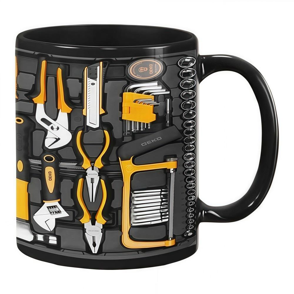 

Tool Pattern Design Mechanic Coffee Mug Ceramic Wrench Pattern Flat Print Water Cup 325ML 11oz 2D Creative Tea Cup Gifts for man 50ml