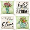 New Spring Printed Pillow Cover Polyester Letter Flower Bouquet Home Cushion Cover Bedroom Cushion Cover
