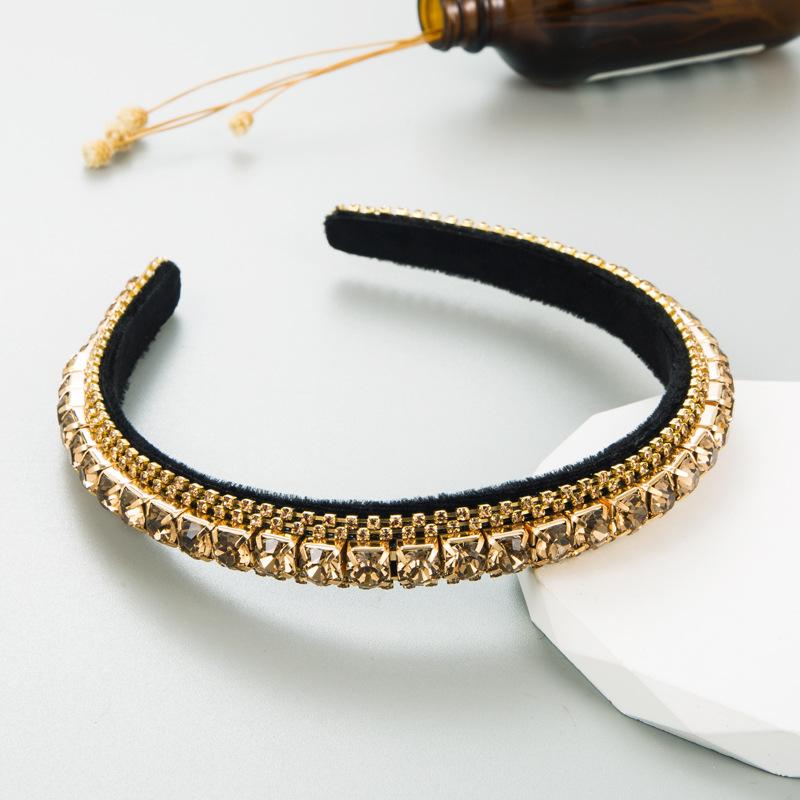 Women's Hairband Rhinestone Versatile Headband Baroque Gold Velvet Fine Edge Headwear
