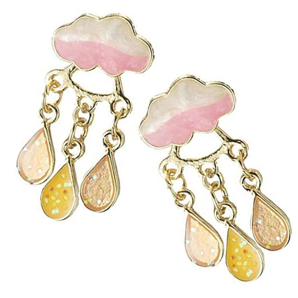 Stylish Cloud Shaped Earrings With Dangling Raindrop Crystals Dangle Earrings For Trendy Ladies' Accessory Collection