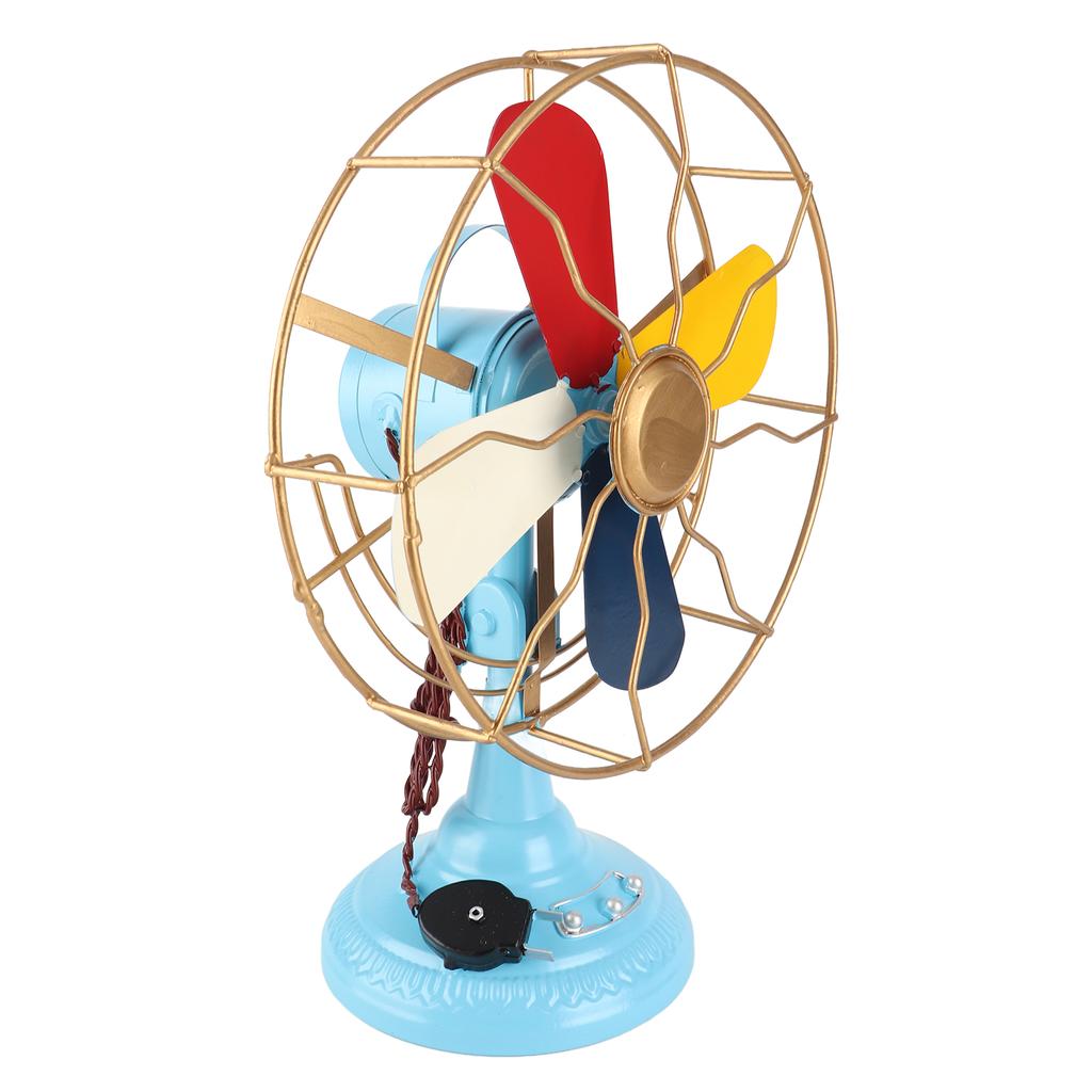 Ventilatore da Tavolo Vintage Stile Retrò Colori Raffinati Base Larga in Metallo Ventilatore da Scrivania Antico Decorazione per Vetrina H