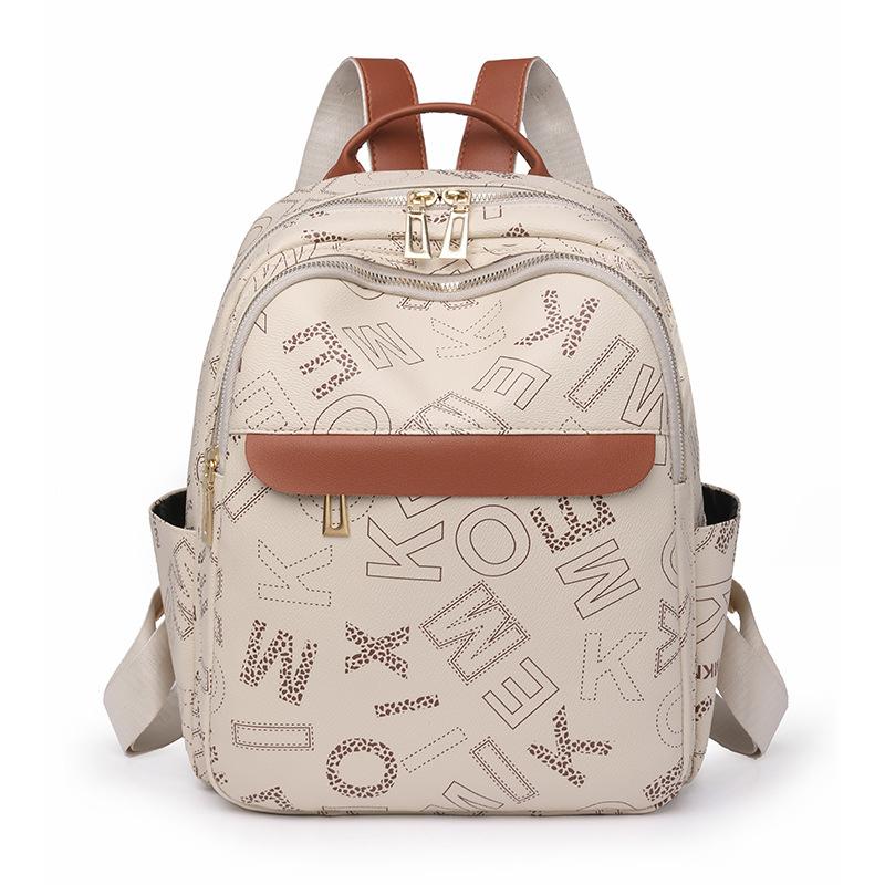 

Кожаный женский рюкзак с принтом букв, студенческий школьный рюкзак, дорожные сумки большой емкости