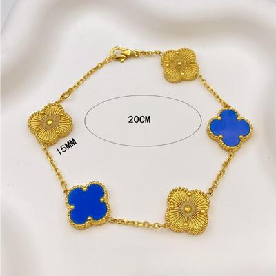 15mm Titanium Steel Four-Leaf Clover Five-Link Bracelet Non-fading Fashionable Women's Bracelet