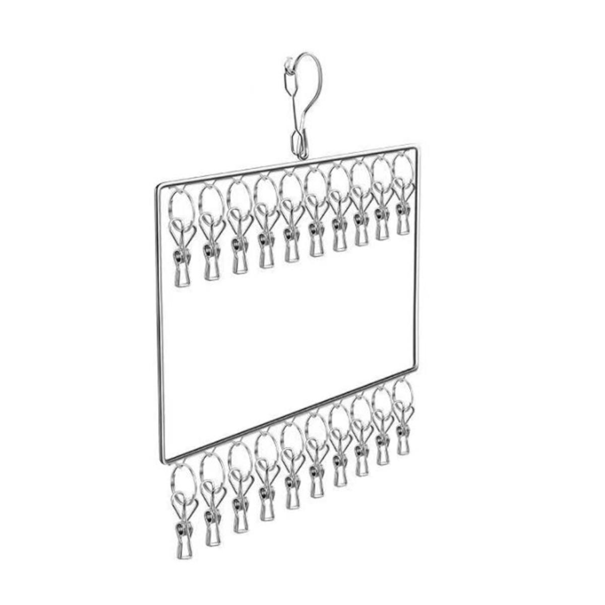 

20 зажимов для сушки одежды из нержавеющей стали, ветрозащитная вешалка для одежды, зажимы для носков, вешалка для белья, держатель для носков