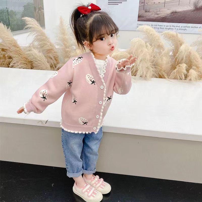 Girls' Knit Cardigan - New Autumn Style for Small To Medium Children, Fashionable Sweater Outerwear