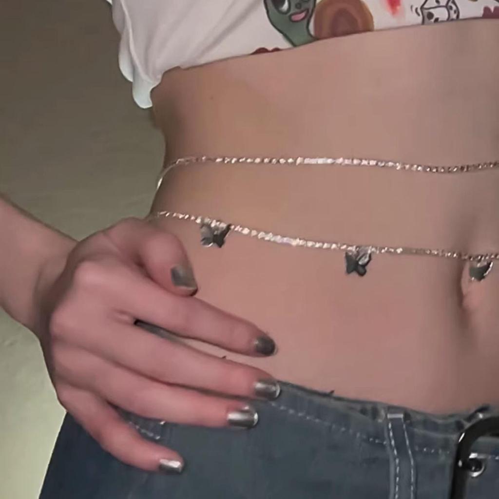 Women's Rhinestone Waist Chain Belt: Stylish Thin Body Chain for Summer Dresses, Accentuates Slim Waist and Belly Button