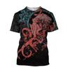 Men'S New Summer 3d Printing Hd Printed O-Collar Short Sleeve T-Shirt Ocean Octopus Art Personality Retro Plus Size Loose Top