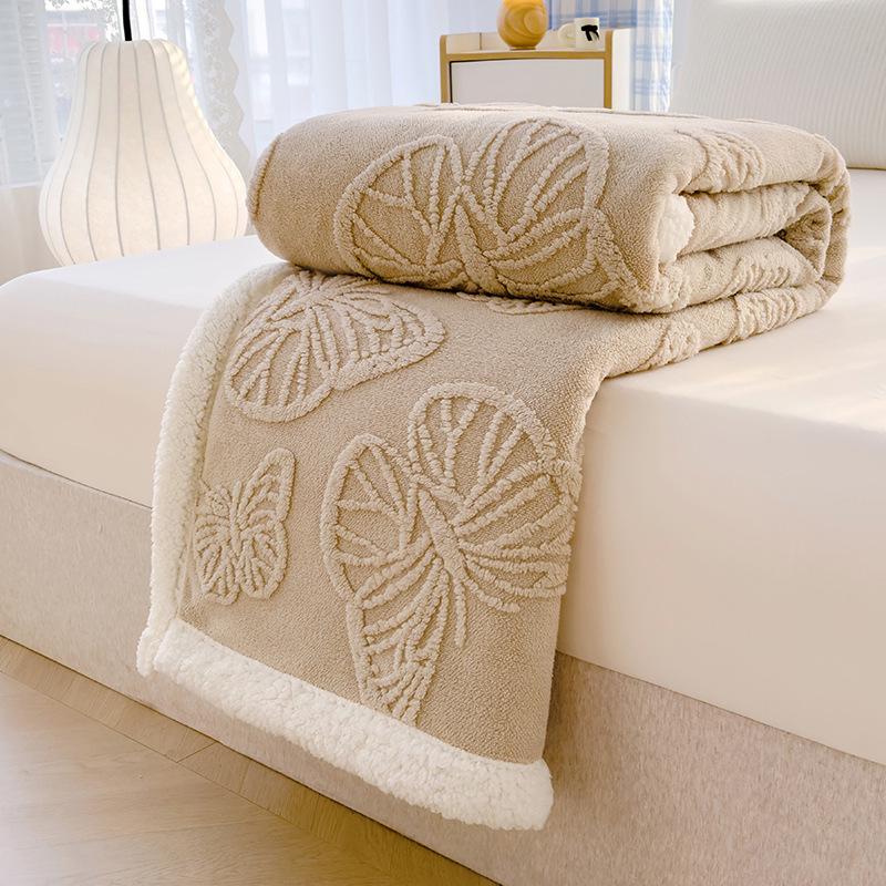 Plush Lambswool Butterfly Flower Multifunction Blanket