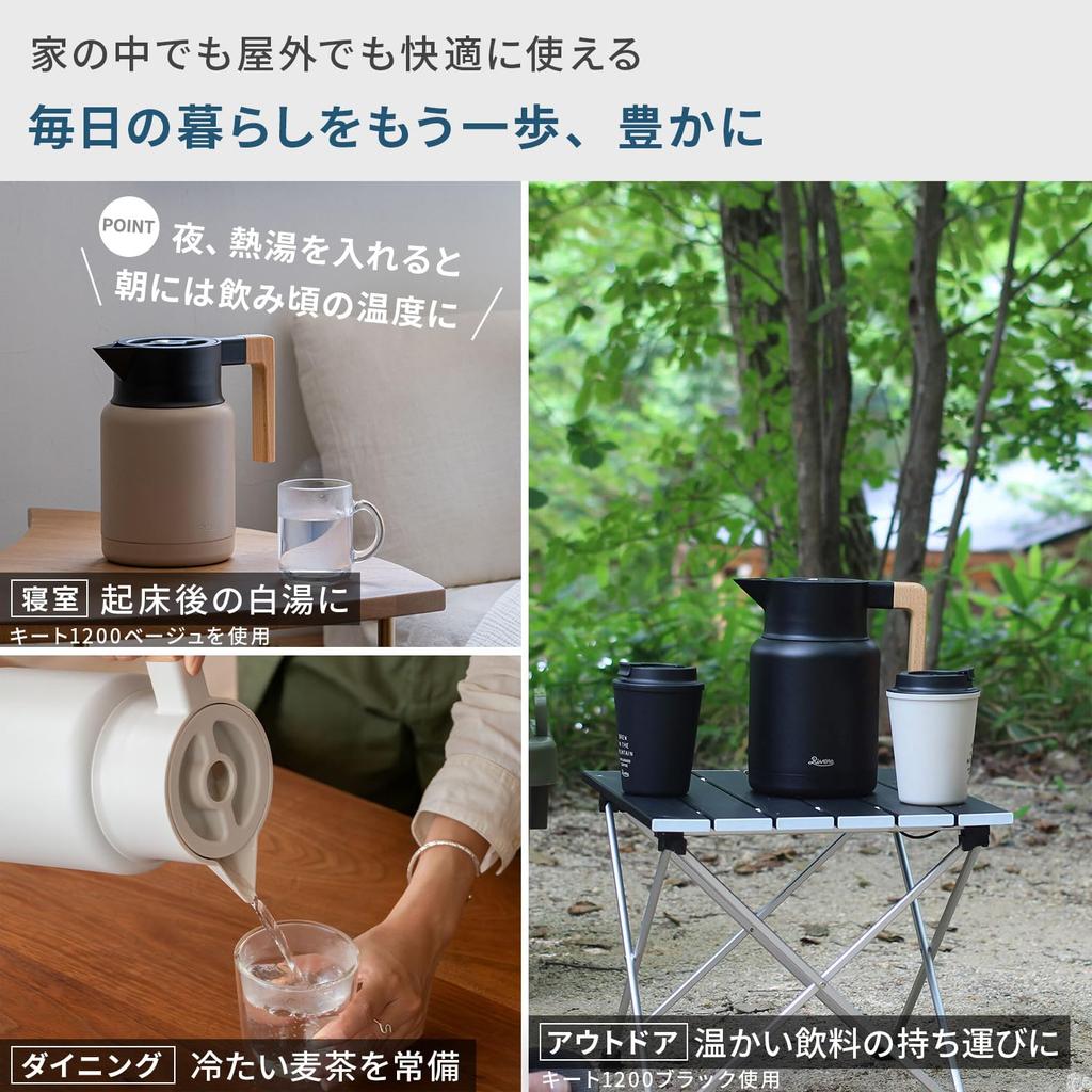 Rivers Thermo Insulated Thermos to Wide Keeps Hot or Tabletop AJG002BK Jug, Quito, (Easy Clean, Mouth, Cold), 1600ml, Thermos, Insulated, Black,