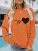Women's Autumn/Winter Heartbeat Print Long-Sleeve Pullover Sweatshirt