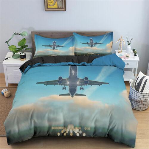 Plane Scenery Quilt Duvet Doona Cover Single Double Queen King Bedding Set Decor