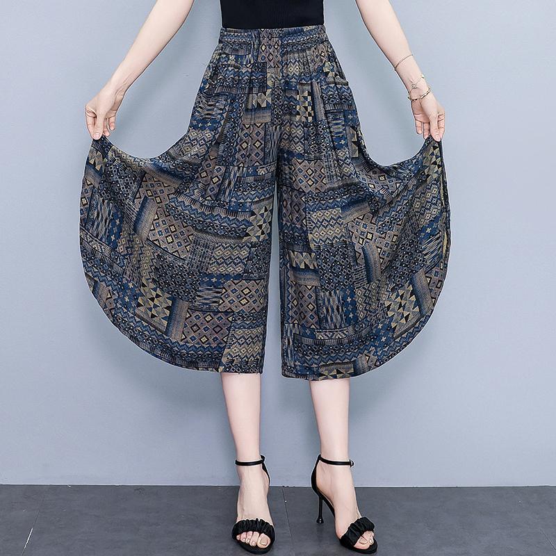 Summer Oversize Pants Elegant 2025 New Casual Wide Leg Pants Women Elastic Waist Summer Clothes High Quality
