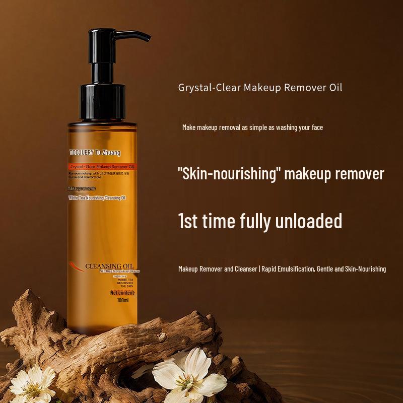 

TOOJUERY TuZhuang 3-in-1 White Tea Makeup Remover Oil for Women - 100ml Quick Melt Cleanser for Eyes, Lips, and Face
