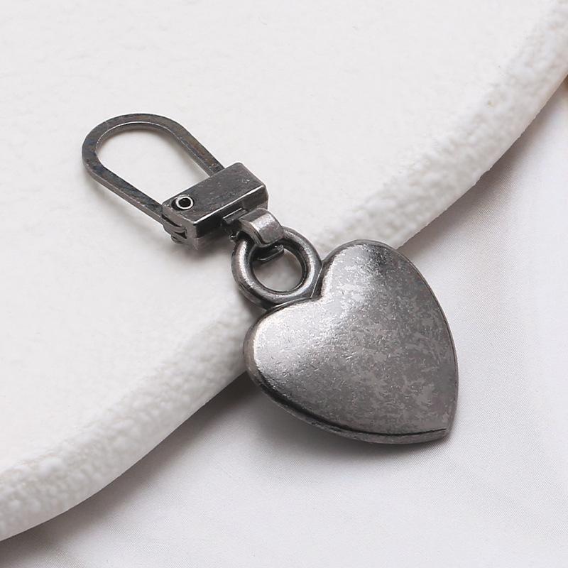 5PCS Sewing Zippers Puller Head Heart Shape Detachable Metal Zipper Slider Repair Kits for Bags Backpack Coat Zipper Pull Tab