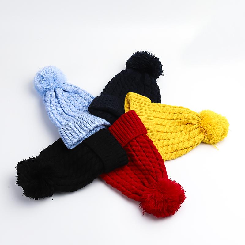 Cute Winter Custom Kids Beanie Hat High Quality Fashion Promotional Custom Embroidery Knitted Hat Solid Color Beanie Hat Style 4