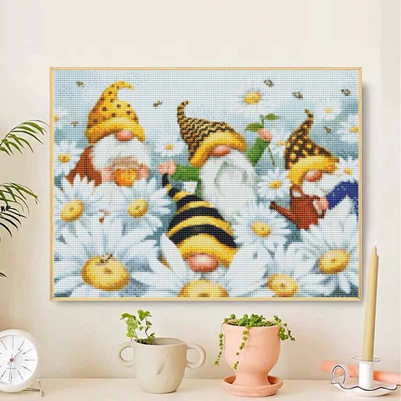 DIY Diamond Painting Gnomes Bees Daisy Cross Stitch Kit Mosaic Art Diamond Painting Full Circle Diamond Home Decoration