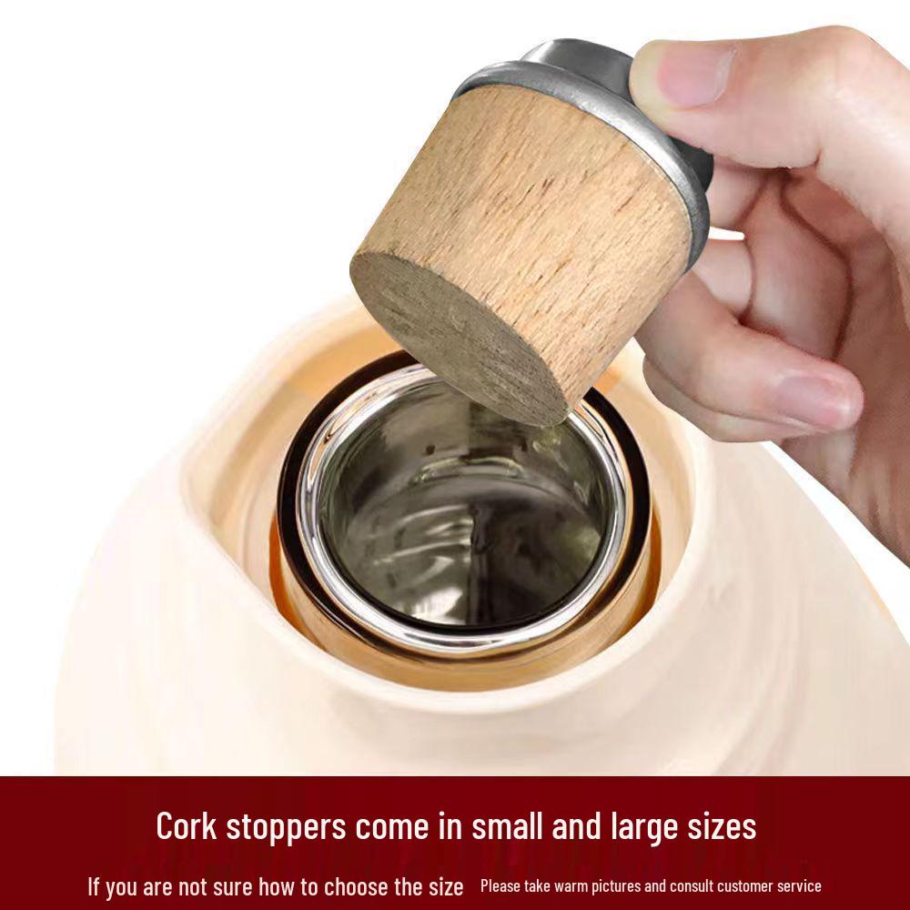 Set of 4 Wooden Thermos Stoppers for Hot Water & Tea Bottles - Newcomer Exclusive with Free Shipping